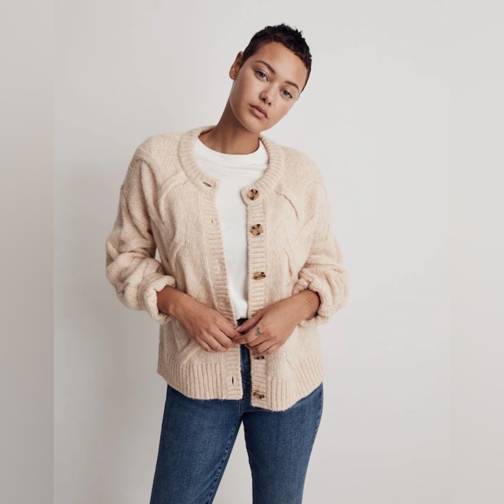 Madewell Cable Ashmont Cardigan Sweater NWT Size Medium